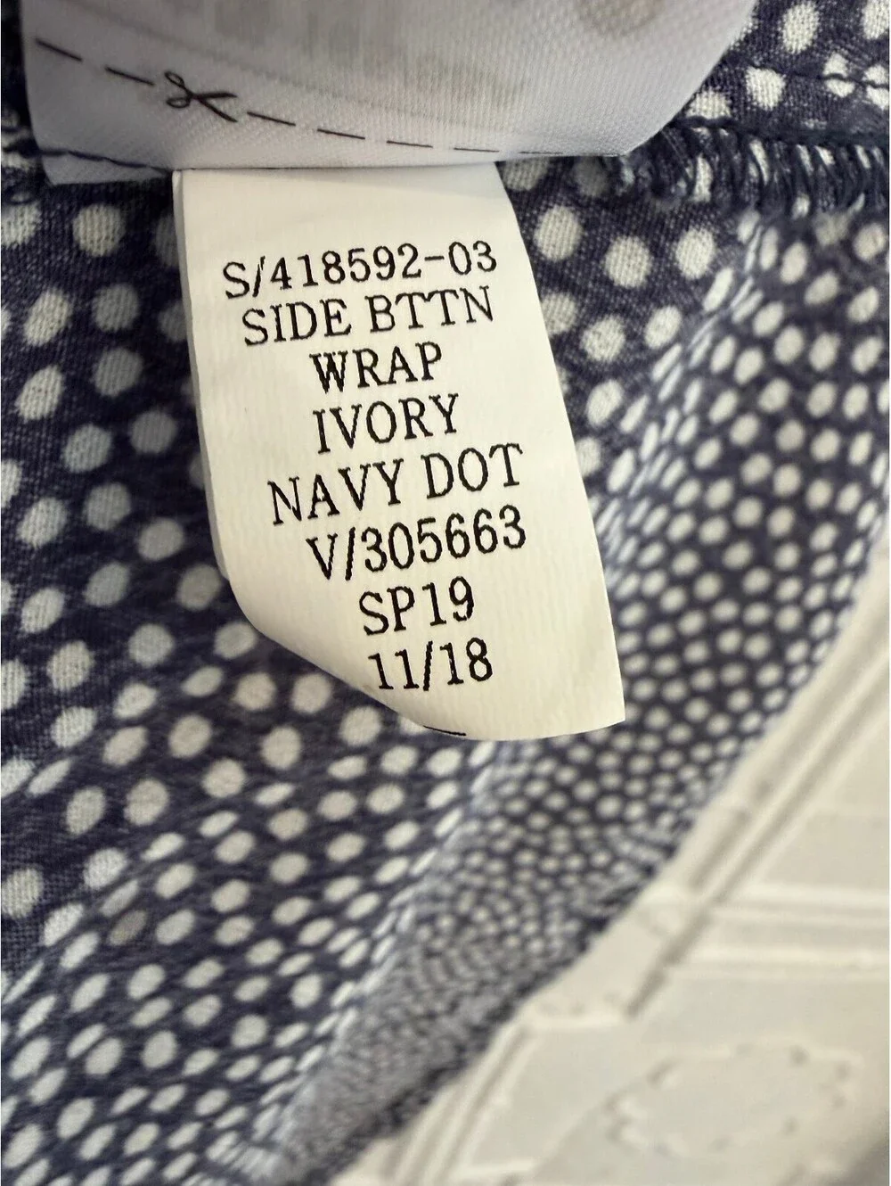 GAP Navy Blue Polka Dot Side Button Wrap Midi Dress S - Picture 11 of 12